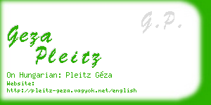geza pleitz business card